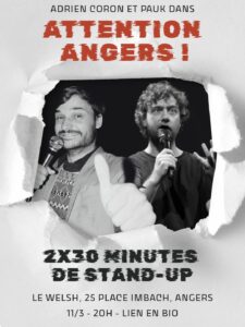 Adrien et Pauk, humoristes Spectacle de standup à Angers